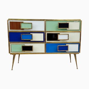 Commode with 6 Drawers in Multicolor Murano Glass, 1980s-BEW-1792266