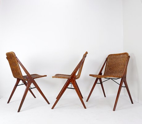 Compass Chair in Wood and Wicker, 1960s-NYF-2018792