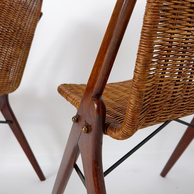 Compass Chair in Wood and Wicker, 1960s-NYF-2018792