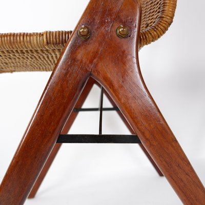 Compass Chair in Wood and Wicker, 1960s-NYF-2018792