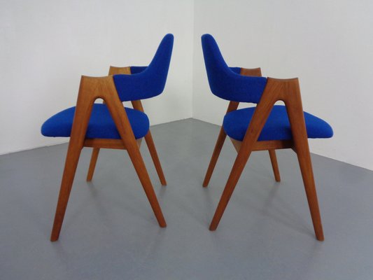 Compass Chairs in Teak & Kvadrat Hallingdal 65 by Nana Ditzel, Kai Kristiansen for Schou Andersen, 1960s, Set of 2-RDW-1720382