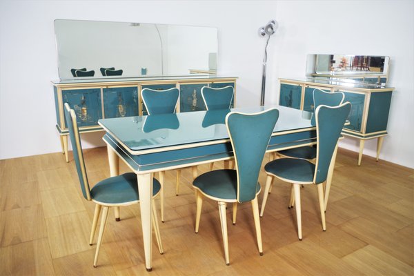 Complete Dining Room Set from Umberto Mascagni, 1950s, Set of 9-KNM-1225593