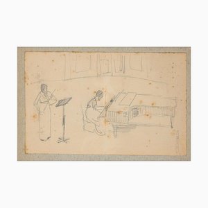 Concertino - Original Pencil Drawing by A.J.B. Roubille - Early 20th Century Early 20th Century-ZCI-761815