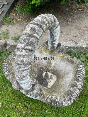 Concrete Garden Basket-Jardinière with Faux Basket Weave-WZZ-1326400