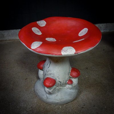 Concrete Mushrooms Painted Chair in Red with White Dots-IA-1412583