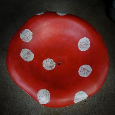 Concrete Mushrooms Painted Chair in Red with White Dots-IA-1412583