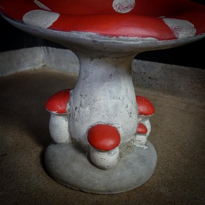 Concrete Mushrooms Painted Chair in Red with White Dots-IA-1412583