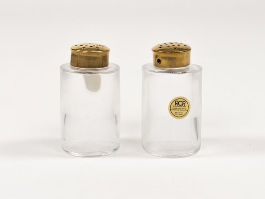 Condiment Set in Acrylic Glass, Wicker and Brass in the style of Christian Dior, Italy, 1970s, Set of 5-LYQ-2020944