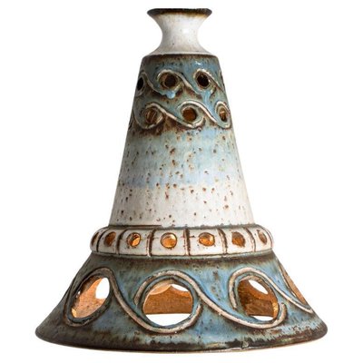 Cone Blue Ceramic Pendant Light, Denmark, 1970s-VDW-1735630