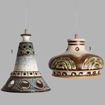 Cone Blue Ceramic Pendant Light, Denmark, 1970s-VDW-1735630