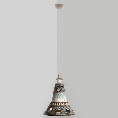 Cone Blue Ceramic Pendant Light, Denmark, 1970s-VDW-1735630