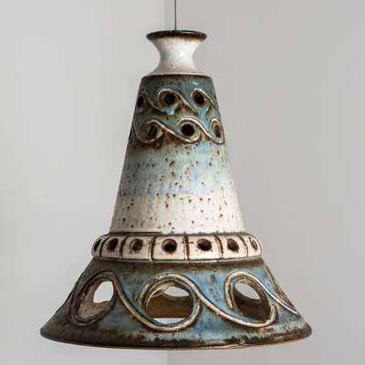 Cone Blue Ceramic Pendant Light, Denmark, 1970s-VDW-1735630