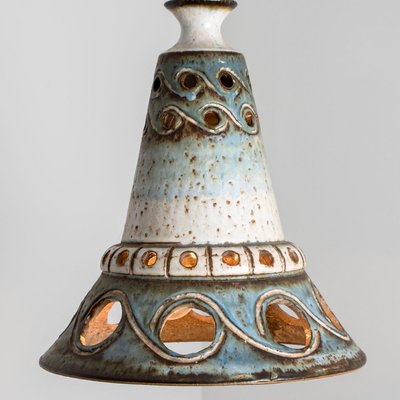 Cone Blue Ceramic Pendant Light, Denmark, 1970s-VDW-1735630