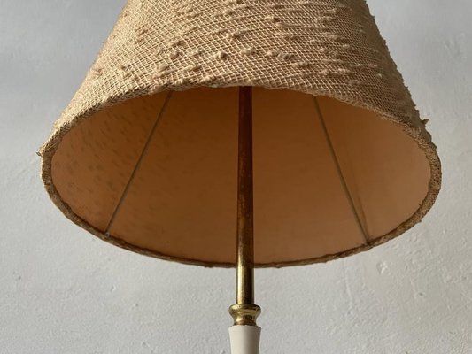 Cone Fabric Shade and White Metal Body Tripod Floor Lamp, Germany, 1950s-RDS-1146559