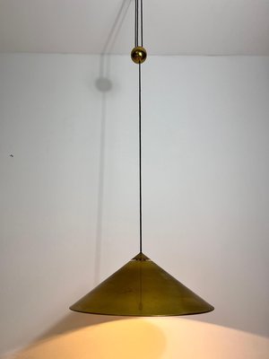 Cone Shaped Brass Pendant Lamp with Counterweight attributed to Florian Schulz, 1970s-PUK-2020860