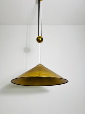 Cone Shaped Brass Pendant Lamp with Counterweight attributed to Florian Schulz, 1970s-PUK-2020860