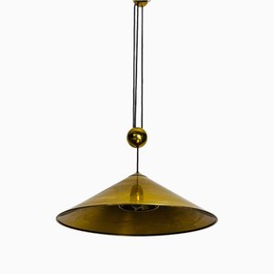 Cone Shaped Brass Pendant Lamp with Counterweight attributed to Florian Schulz, 1970s-PUK-2020860