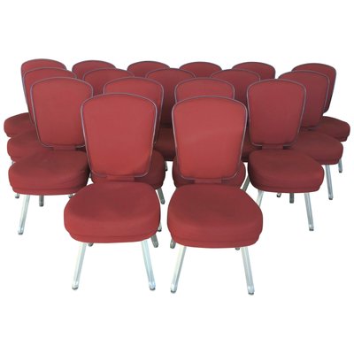 Conference or Dining Chairs in Steel and Red Wool, Set of 17-PSK-1002441