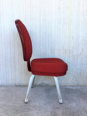 Conference or Dining Chairs in Steel and Red Wool, Set of 17-PSK-1002441