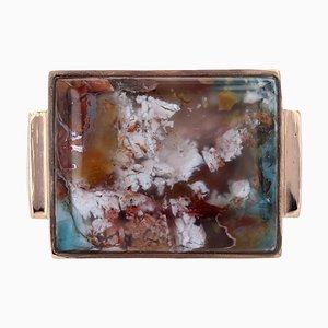 Confetti Agate 18 Karat Yellow Gold Signet Ring, 1950s-OLU-1763984