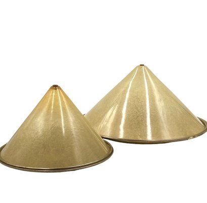 Conical Shaped Fiberglass and Brass Table Lamps, Italy, 1970s, Set of 2-TXN-1762845