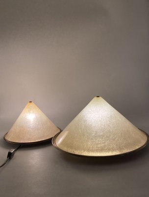 Conical Shaped Fiberglass and Brass Table Lamps, Italy, 1970s, Set of 2-TXN-1762845