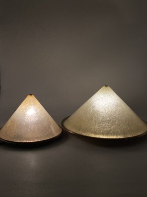 Conical Shaped Fiberglass and Brass Table Lamps, Italy, 1970s, Set of 2-TXN-1762845