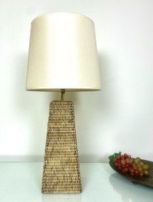 Conical-Shaped Woven Rattan Table Lamp, 1970s-WZZ-1240662