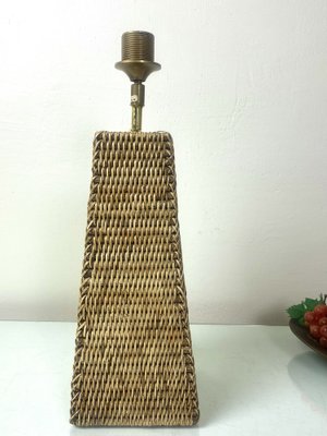 Conical-Shaped Woven Rattan Table Lamp, 1970s-WZZ-1240662