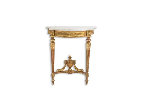 Console in Gilded and Carved Wood, Marble Top. 1880s-CEJ-2020872