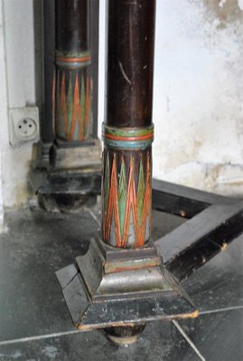 Console Table & Egyptomania Mirror in Polychrome Carved Wood, Madrasa Craft School, Early 20th-Century-SYQ-1115828