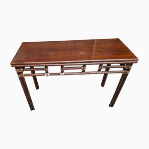 Console Table in Bamboo and Leather by Lyda Levi for McGuire, 1970s-OHK-1822836