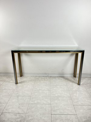 Console Table in Chromed Metal and Brass, 1960s-YST-2021684