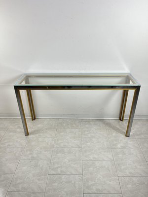 Console Table in Chromed Metal and Brass, 1960s-YST-2021684