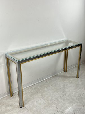 Console Table in Chromed Metal and Brass, 1960s-YST-2021684