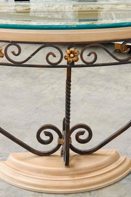 Console Table in Patinated Iron and Crystal-PTH-1335668