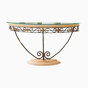 Console Table in Patinated Iron and Crystal-PTH-1335668