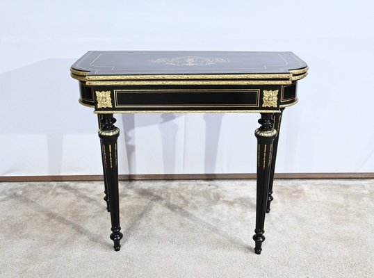 Console Table of Blackened Wooden Games, 19th Century-RVK-1700967