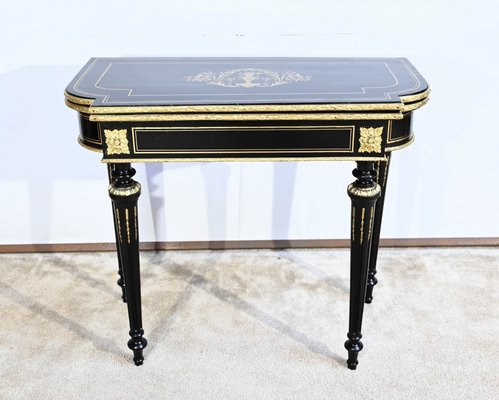 Console Table of Blackened Wooden Games, 19th Century-RVK-1700967