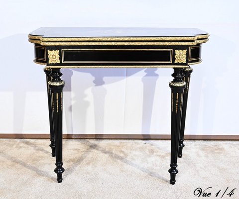 Console Table of Blackened Wooden Games, 19th Century-RVK-1700967