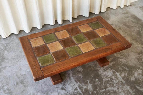 Constructivist Coffee Table in Oak and Ceramic, 1960s-FEW-2026379