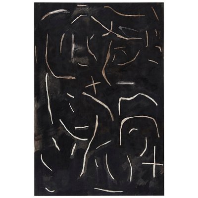 Contemporary Abstract Black Painting on Wood by Adrian-WM-1045127