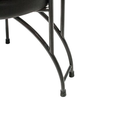 Contemporary Black Lacquered Iron Leatherette Chairs, Italy, 1980, Set of 4-UZ-1091086