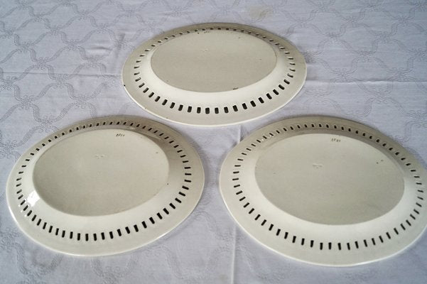 Copeland Spode Creamware Baskets with Underplate, 1800s, Set of 3-DVX-1814614