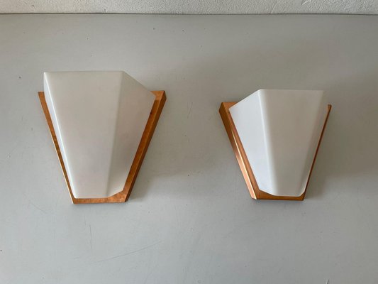 Copper and Acrylic Glass Sconces by Weckelweller Werkstätten, Germany, 1950s, Set of 2-RDS-1310734