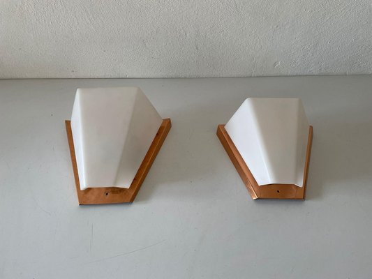 Copper and Acrylic Glass Sconces by Weckelweller Werkstätten, Germany, 1950s, Set of 2-RDS-1310734