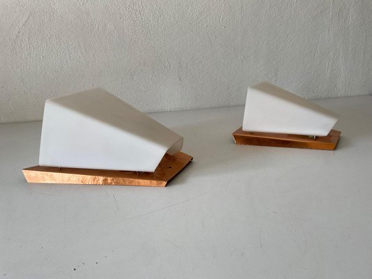 Copper and Acrylic Glass Sconces by Weckelweller Werkstätten, Germany, 1950s, Set of 2-RDS-1310734