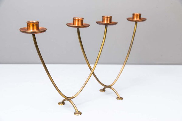 Copper and Brass Candle Holder for 4 Candles, 1950s-SPD-1140175