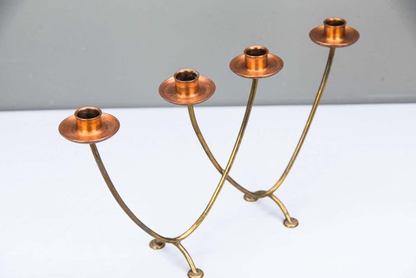 Copper and Brass Candle Holder for 4 Candles, 1950s-SPD-1140175