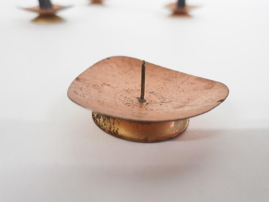 Copper and Brass Candle Holders, Denmark, 1960s, Set of 8-ZO-1067857